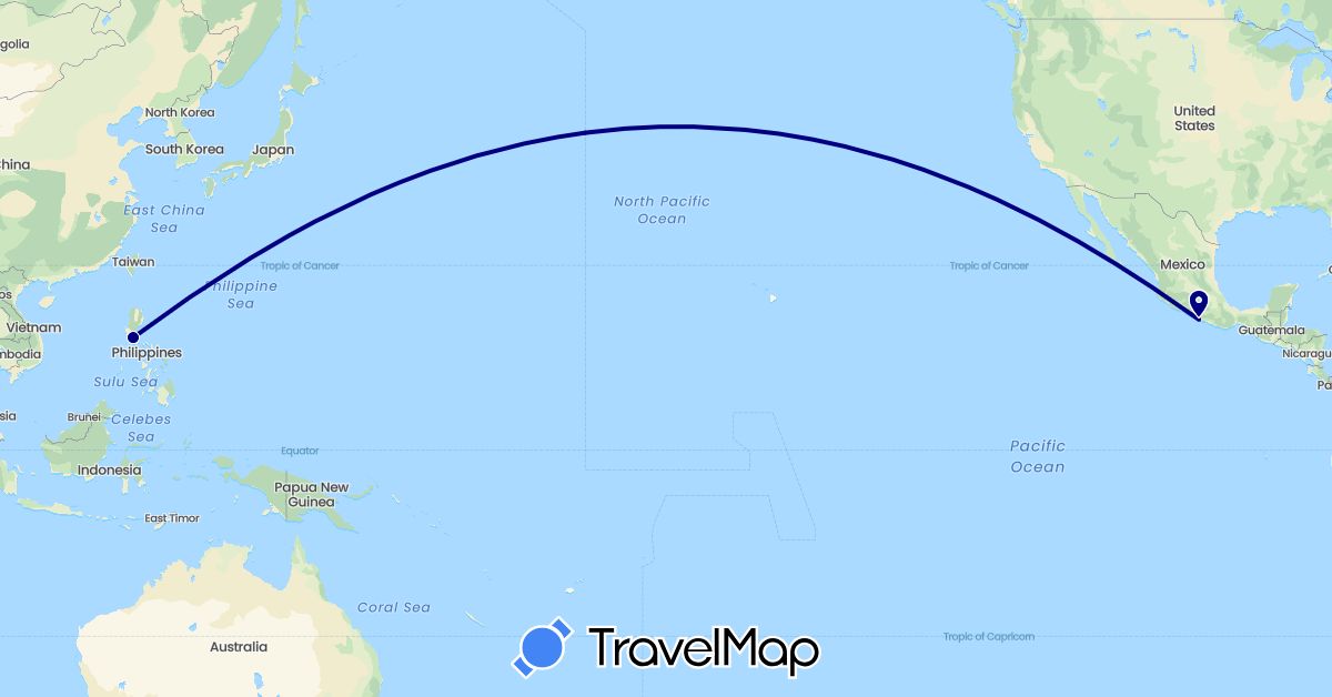 TravelMap itinerary: driving in Mexico, Philippines (Asia, North America)